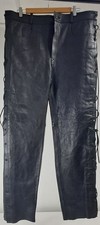 Leather Motorcycle Chaps Men's Size 38 Black Genuine Leather Side Lace