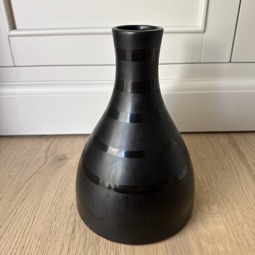 Black two tone striped vase - black, two-tone