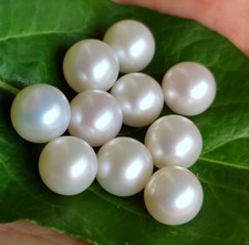 1x Ivory White undrilled Round Genuine Freshwater Pearls No Hole AAA
