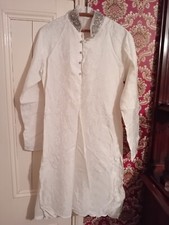 Asian Indian Bangladeshi Designer White Shalwar Kameez Punjabi Kurta + Trousers