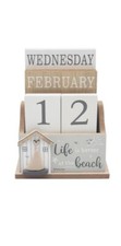 Life is Better At The Beach Perpetual Wooden Calendar Date Home Desk Office