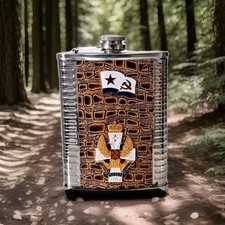 Russian CCCP Stainless Steel Hip Flask 8oz Soviet Badge -Drinking flask