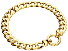 Gold CURB BRACELET HINGED RING CLASP 8mm 24CT GOLD ON 925 Sterling Silver 12.5g 