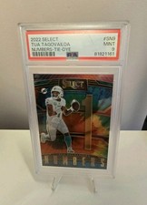 2022 Panini Select Tua Tagovailoa Select Numbers Tie Dye Prizm /25 PSA 9