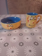 Trade Winds Yellow And Blue Funny Face Mug And Bowl Set In Good Condition.