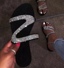 Summer Womens Rhinestone Flat