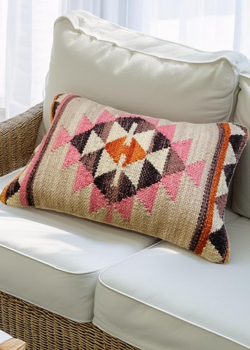 Natural pink kilim cushion - natural,