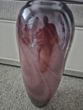 Vintage Cranberry Pink/ red cased  luster swirled Art glass vase 