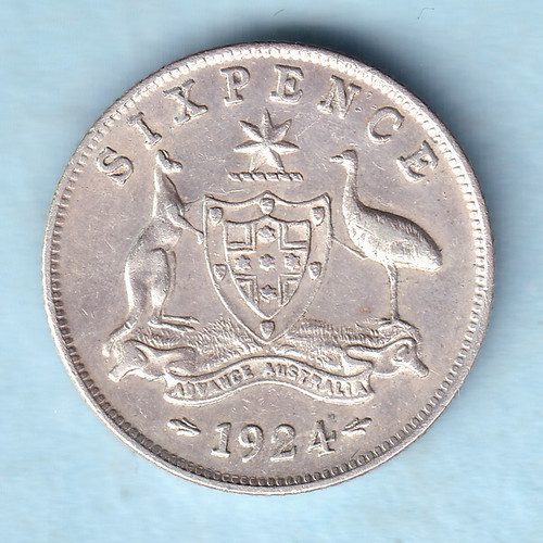 Australia 1924 sixpence - australia.,