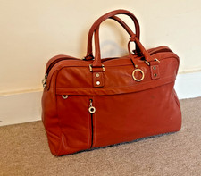 Luxurious Edina Ronay Tan Leather Holdall/Overnight Bag - Silver Hardware
