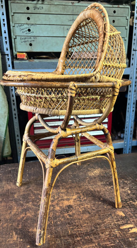 Antique bamboo wicker baby - wicker,