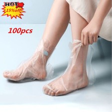 100Pc Clear Plastic Disposable Bath Foot Cover Pedicure Spa WaxFeet Bag Socks UK