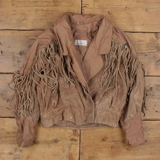 Vintage Tarazzia Leather Jacket M Womens 90s Brown Hori Western Suede Tassel