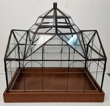 Large Glass Metal Terrarium Display House 42cm Greenhouse Style New Minor Damage
