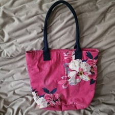 JOULES ladies pink floral cotton shopper tote beach bag handbag