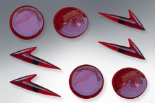 LAMBRETTA VESPA DOUBLE LEGSHIELD TRIM REPLACEMENT ULMA RED GEM SET