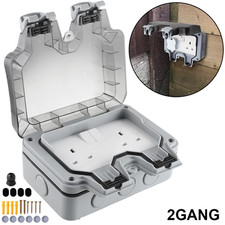 Outdoor Waterproof 13A 2 Gang Double Switched Socket for Outside Use UK