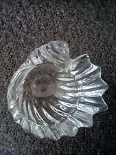 Vintage Art Vannes Lead Glass Scalloped Sea Shell Dish Crystal Clear France