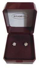 Great 9ct Gold diamond Floral H Samuels Stud Earrings 
