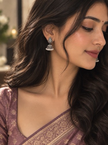 Small silver jhumka - , earrings