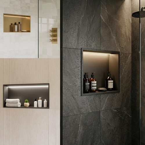 Recess shower niche - led, shelf