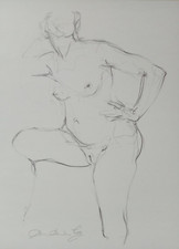 Pencil drawing female nude