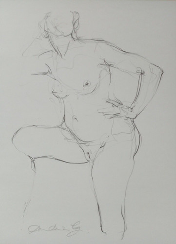 Pencil drawing female nude