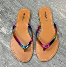 Ladies Womens Toe Post Thong Fashion Flip Flop Metallic Finish