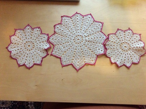 Hand crocheted doilies - hand,
