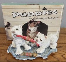 Country Artist Puppies Boxed Westie pups with Christmas crackers 02837 RARE