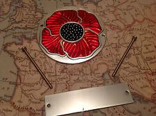 Red Enamelled Poppy Grille Car Badge with Grille Fixings British Legion 2 ALUM