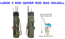 CARP FISHING LARGE 5 ROD QUIVER ROD BAG ROD HOLDALL TACKLE BAG LARGE SIDE POCKET