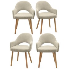 Set of 4 Beige Upholstered Dining Chairs with Oak Legs - Colbi BUN/CLB015A/91252