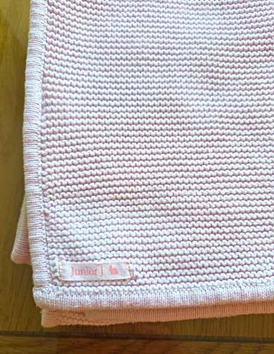 Pink knitted pram blanket - pink,