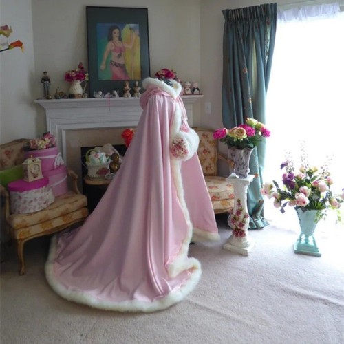 Winter bridal cape - bridal, pale-pink