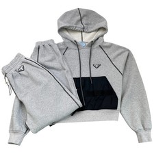Prada Women's Plaque Logo Full Tracksuit Grey S