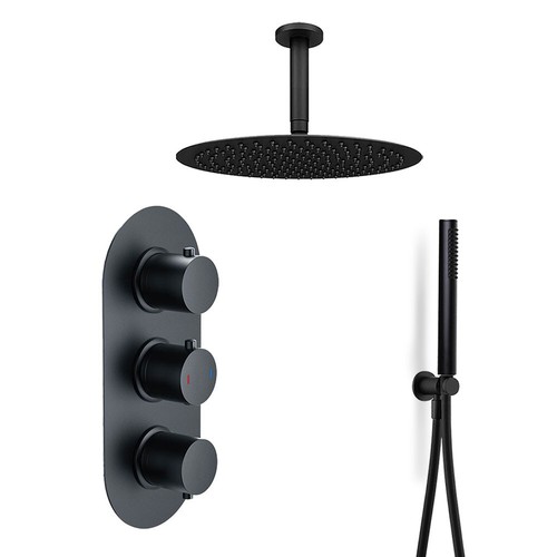 Triple black round concealed - triple,