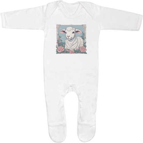 Floral lamb portrait baby - lamb,