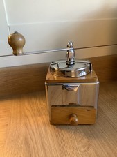 Vintage French Peugeot Freres Wood & Chrome Coffee Grinder