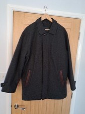 Melka Men’s 80% Wool Jacket Grey Leather Trim  High-quality Uk Size XL 48 Chest.