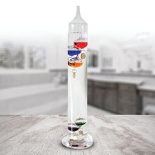Galileo Thermometer 29cm – Colourful Floating Glass, 18–26°C, Desk Gift