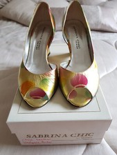 Sabrina Chic Ladies Peep Toe Leather Wedge Size 3.5