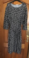 Primark Black & White Floral Dress with Tie Belt - Size 20
