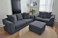 Black Fabric 3+2 Sofa Set