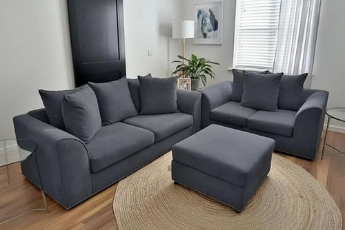 Black fabric sofa set - black, 3+2