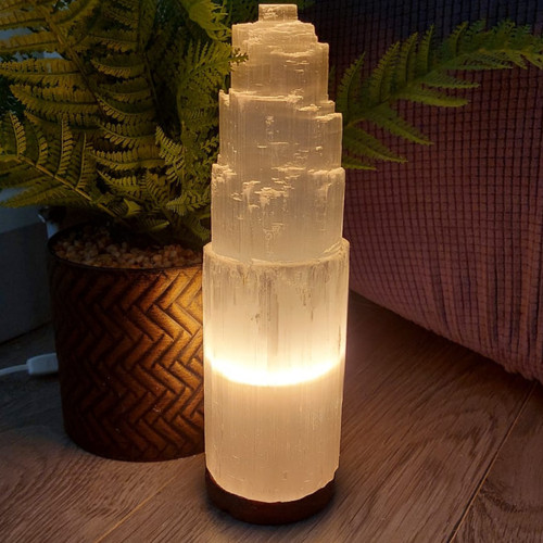 Selenite tower lamp - lamp, natural