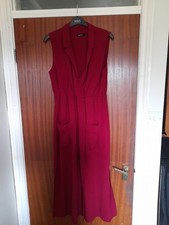 Boohoo Red Sleeveless Dress With Belt Hoops And Pockets Size 14 Never Worn