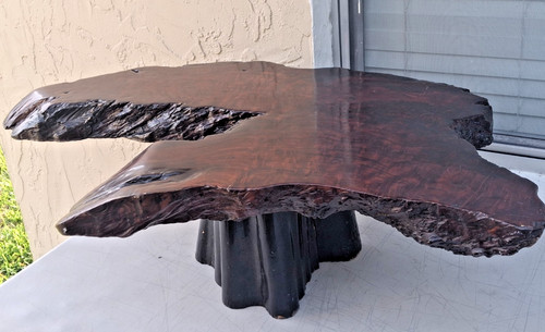 Redwood burl coffee table