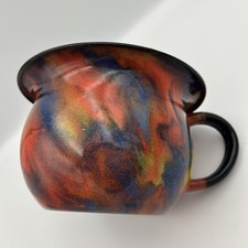 Vintage Metal Enamelled Chamber Potty Plant Pot Boho Alternative Kitsch Decor 