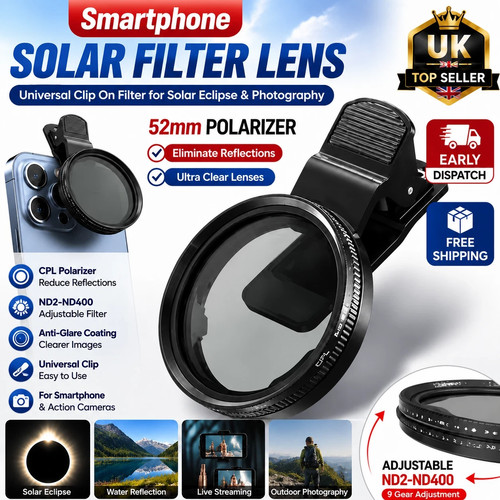 Smartphone lens solar filter - smartphone,